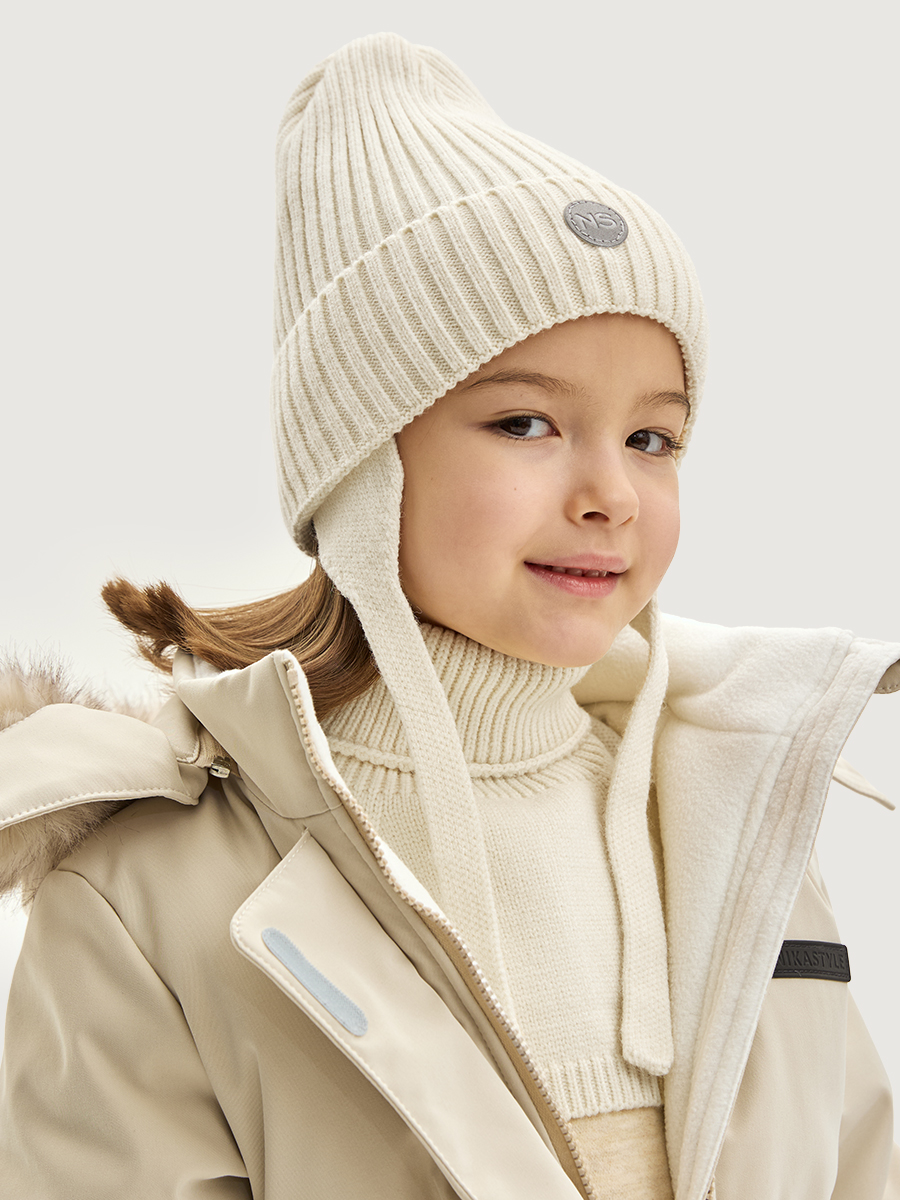 Комплект шапка и манишка  12з16025 молоко