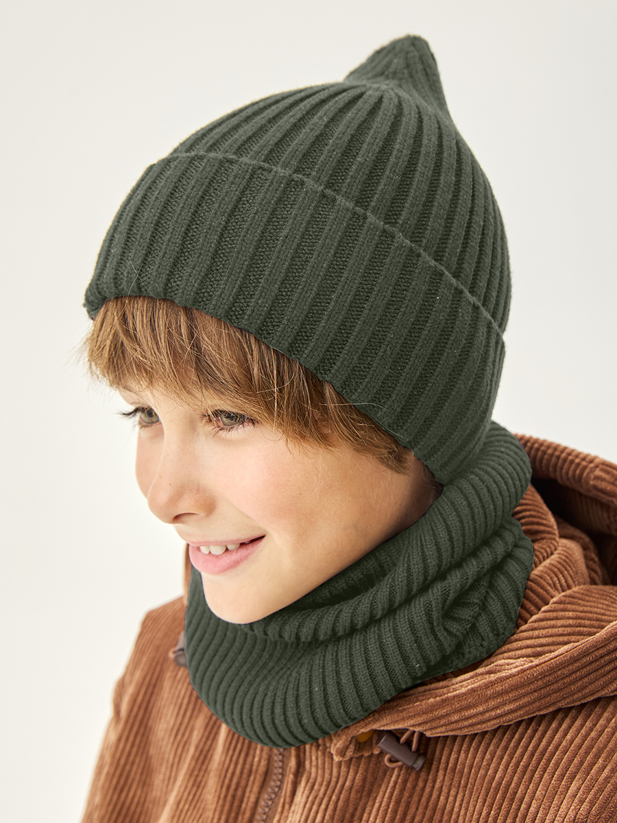 Комплект шапка и снуд 12м21526 хаки