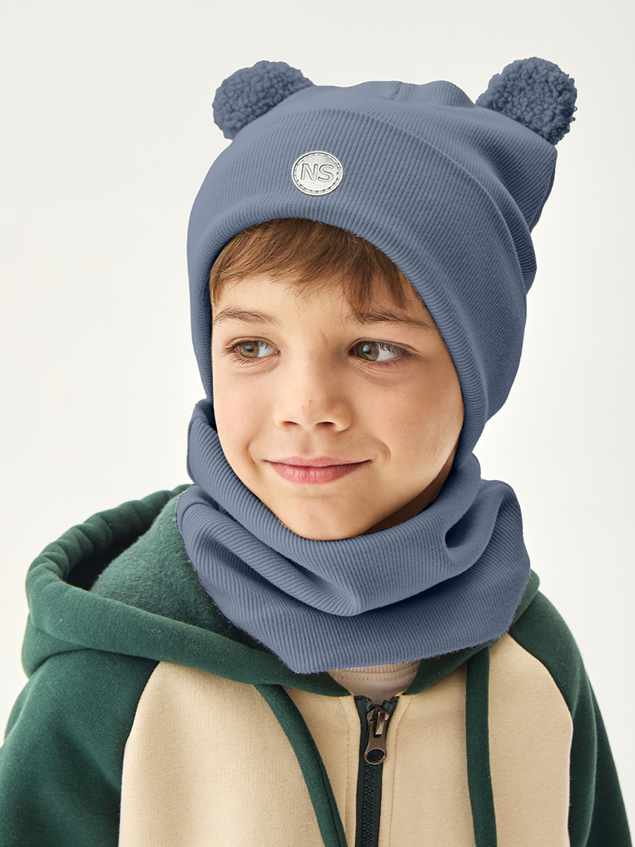 Комплект шапка и снуд 12л22726 деним