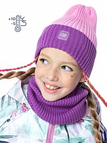 Комплект шапка и снуд 12м8623 фиолетовый/розовый оптом от производителя NIKASTYLE