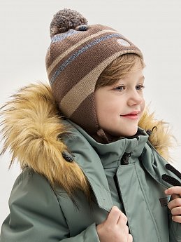 Шапка 11з15425 кофе/серо-голубой оптом от производителя NIKASTYLE