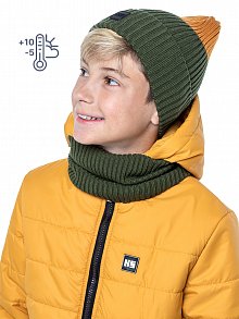 Комплект шапка и снуд 12м8723 хаки/горчичный оптом от производителя NIKASTYLE