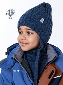 Комплект шапка и манишка 12з11123 джинсовый оптом от производителя NIKASTYLE