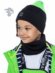 Комплект шапка и снуд 12м8723 черный/салатовый оптом от производителя NIKASTYLE